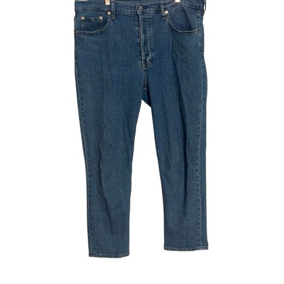 Gap Denim Button Fly Cheeky Straight High Rise Jeans Blue Size 33/16 - Picture 1 of 8